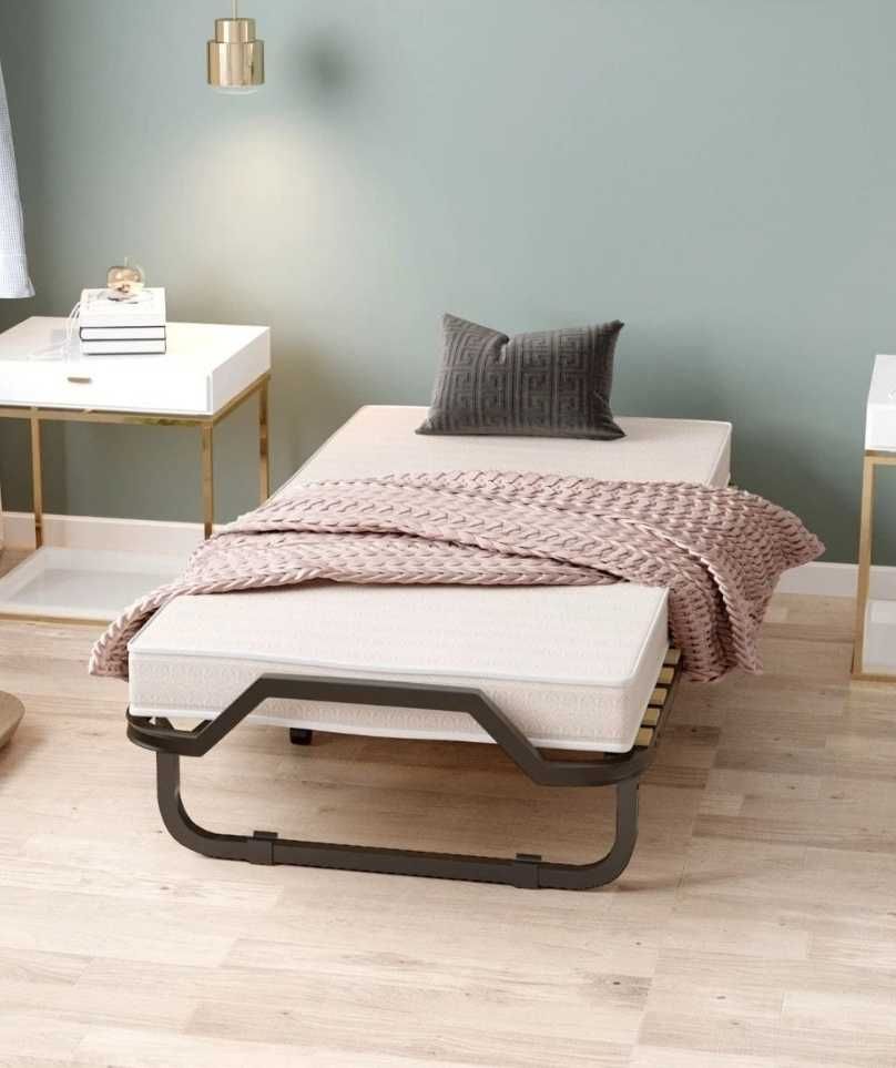 Składane łóżko z materacem 90x200 leżanka dla gości