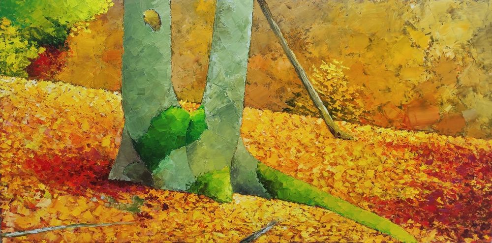 Живопись, масло. "Импрессионизм посреди леса" 140Х70.