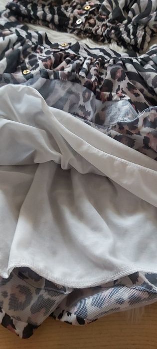 Komplet la diva panterka zebra szyfon spódnica koszula bluzka krótka