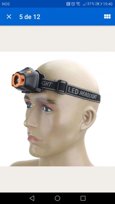 Lanterna led cabeça com sensor/mao
