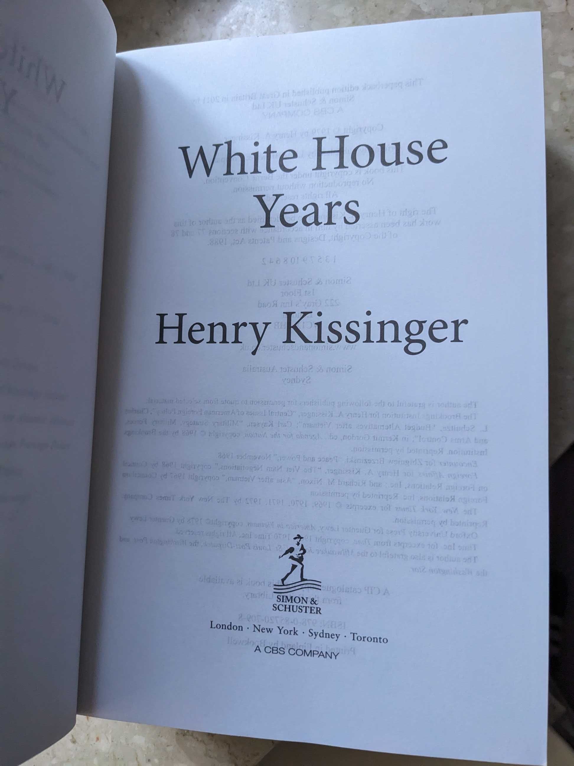 White House years Henry Kissinger