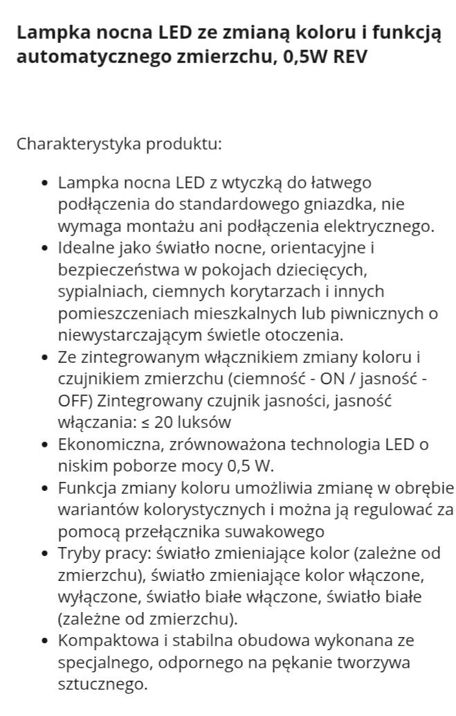 Lampka nocna z czujnikiem ruchu Nowa