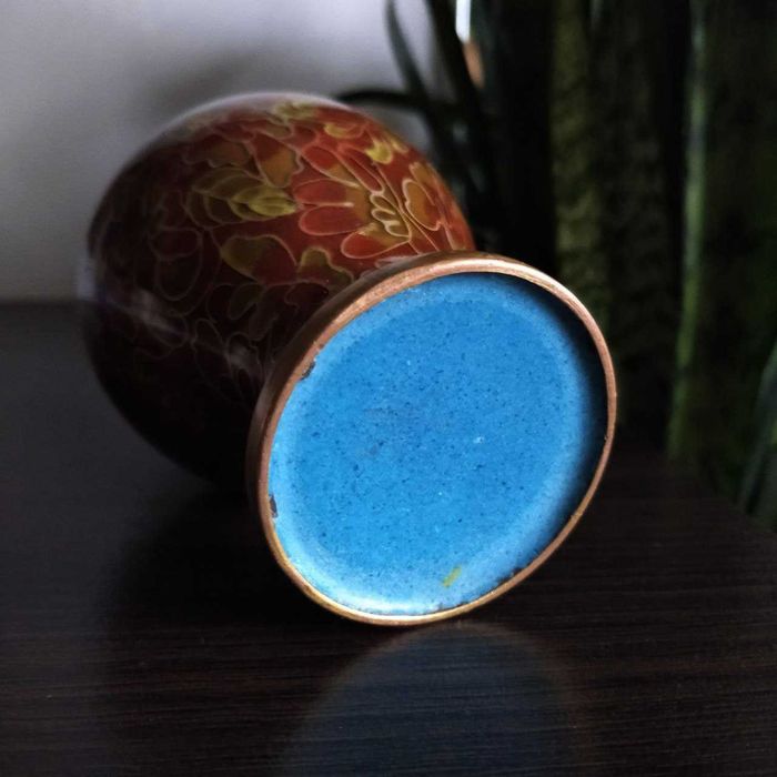 Клуазоне ваза антикварная 13 см перегородчатая эмаль Китай в коллекцию