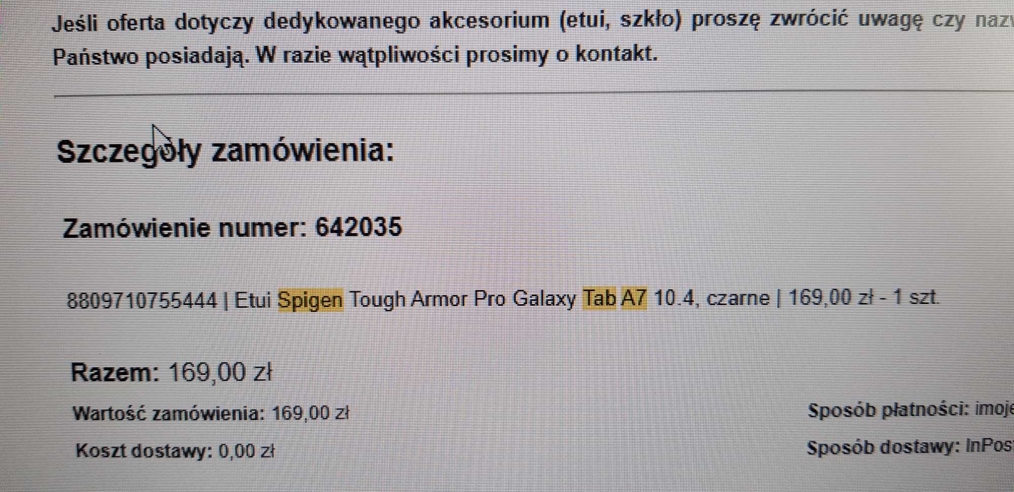 Tablet Samsung Tab A7 z etu Spigen i pokrowcem, nigdy nie używany !