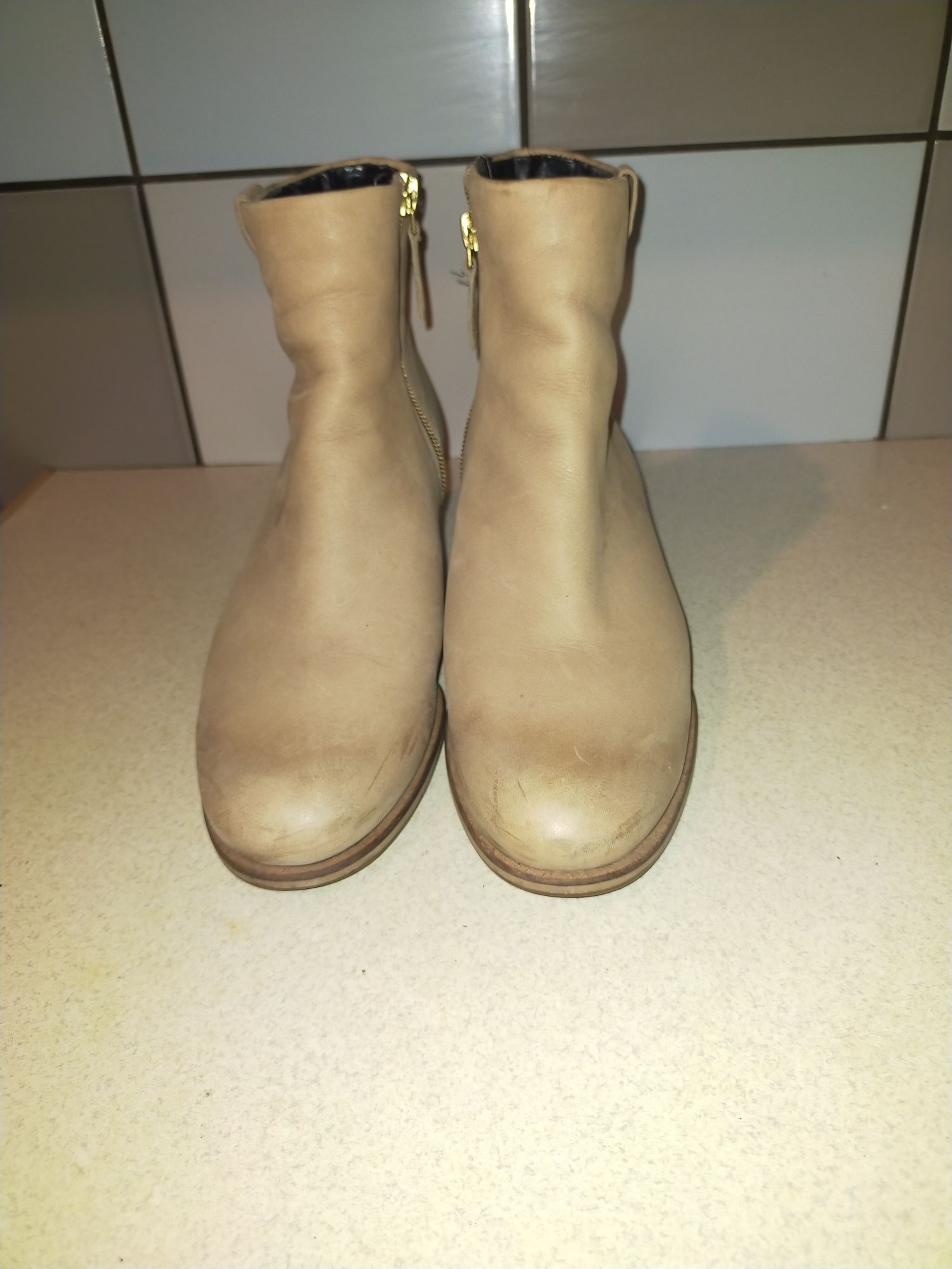 Kozaki botki Ecco buty zimowe 37 skórzane