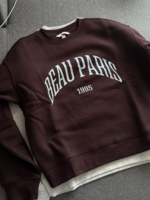 Шоколадний світшот з принтом H&M, жіночий світшот оверсайз - XS