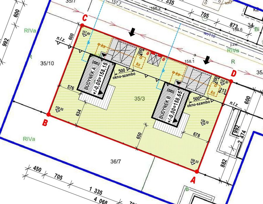 Działka z pozwoleniem na budowę 2 domów jednorodzinnych wolnostojących