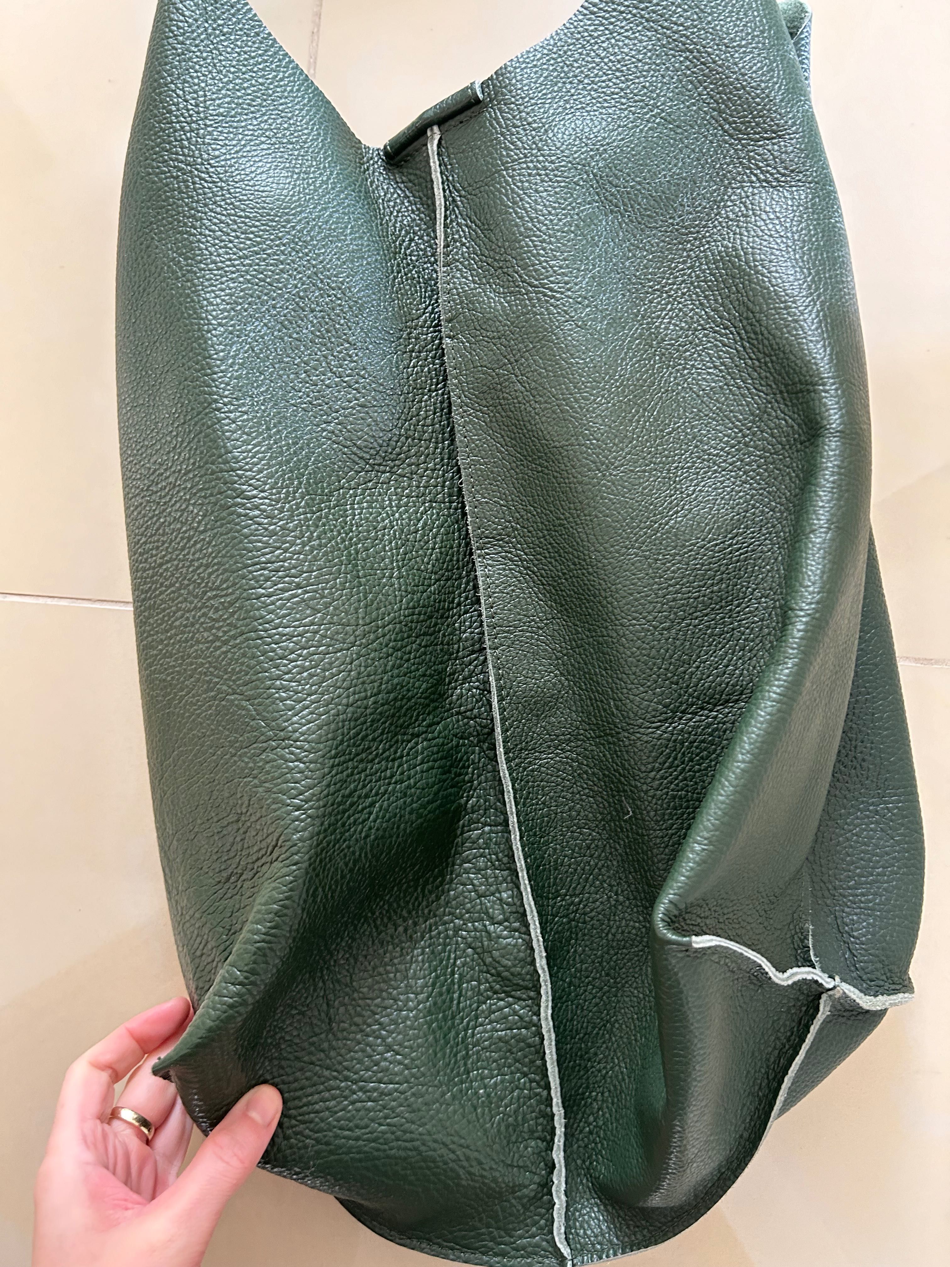Laura Biaggi torebka shopper worek zielona stan jak nowa skóra