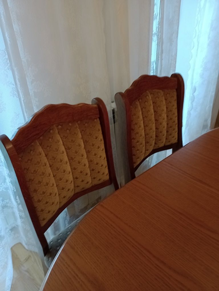 Stół + 6 krzeseł dębowych