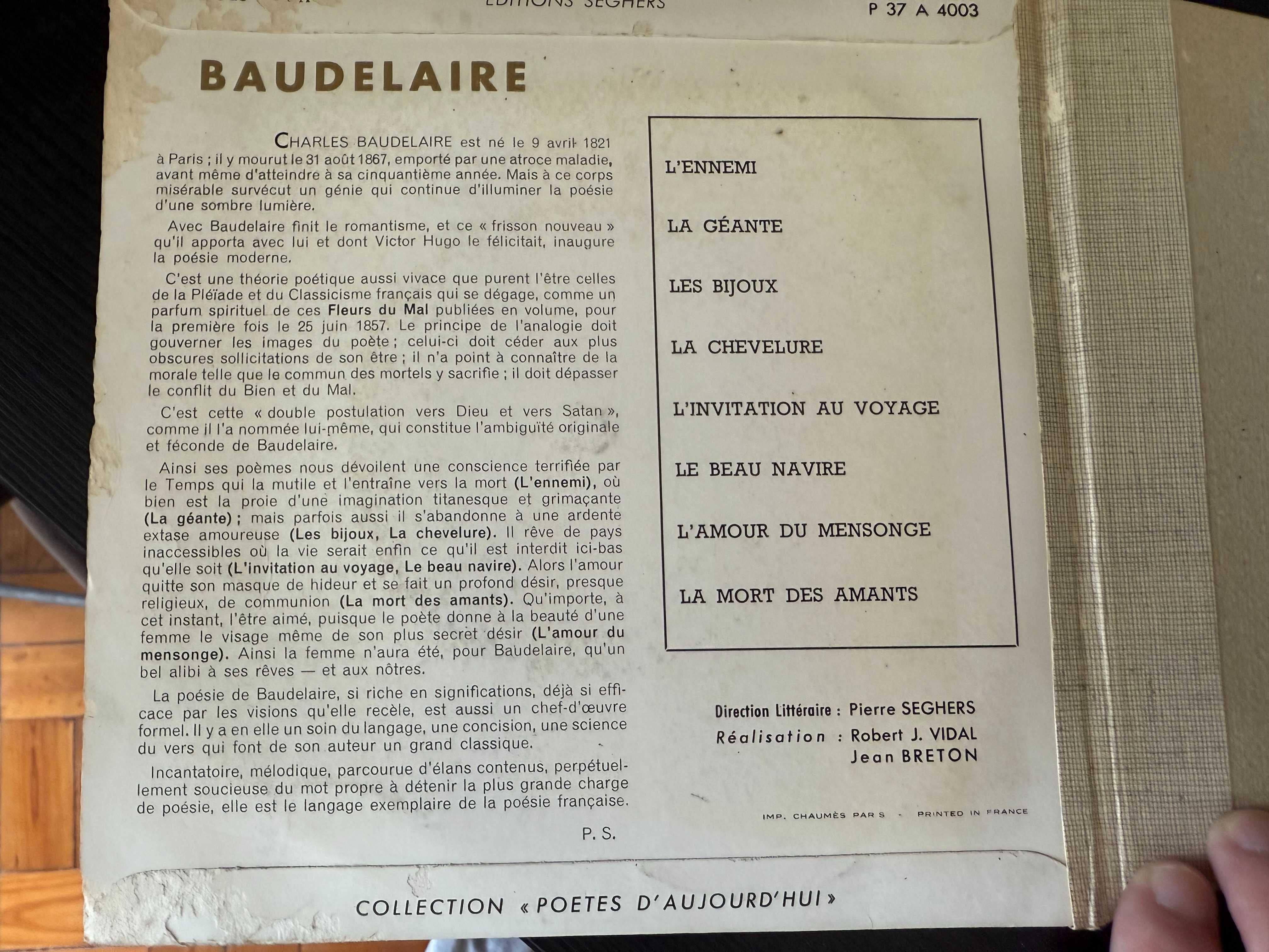 Charles Baudelaire dit par Jean Desailly – Poètes D'Aujourd'hui