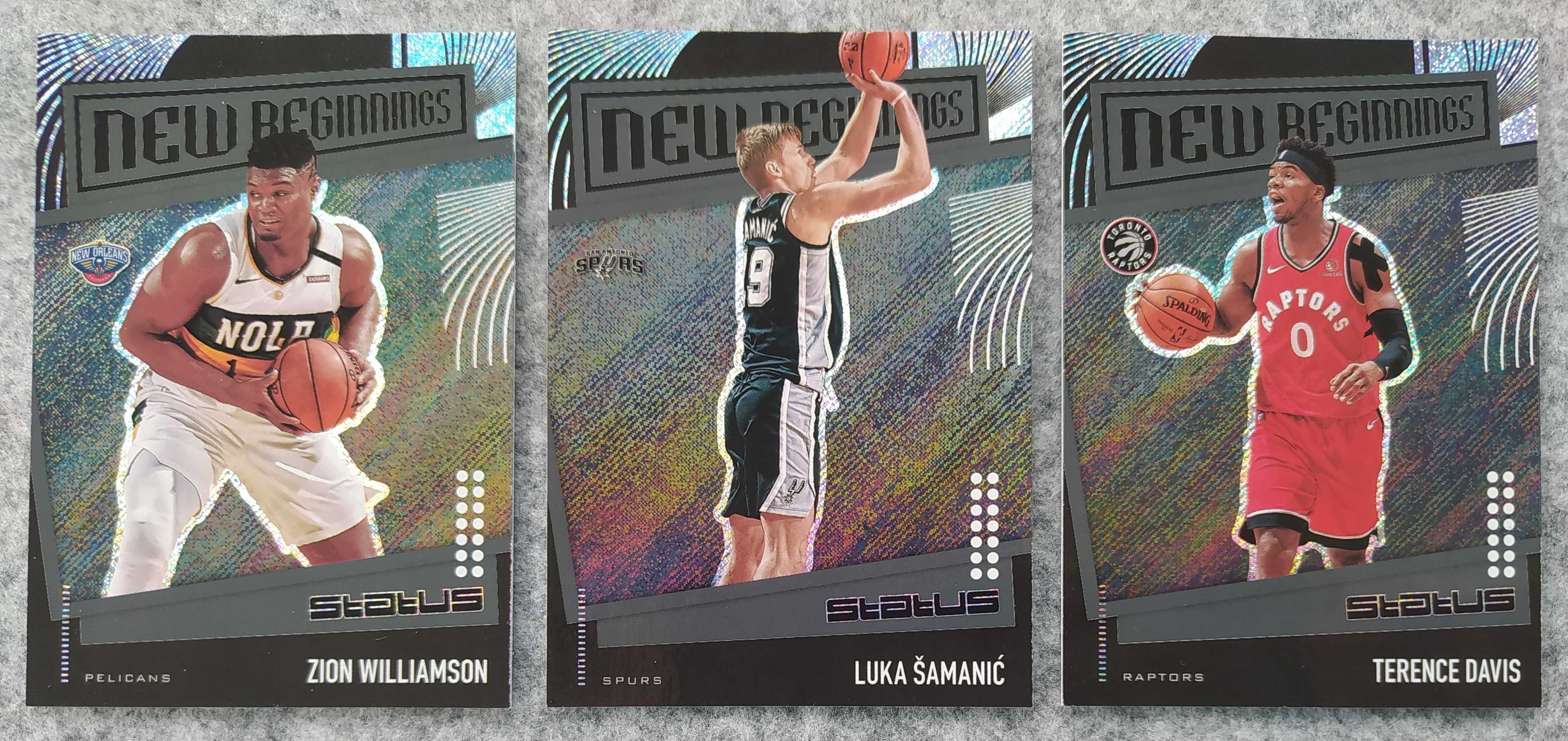 3 karty NBA 2019-20 Panini Status New Beginnings Zion Samanic Davis