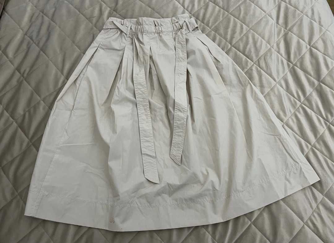 H&M kremowa MIDI bawełniana spódnica  L