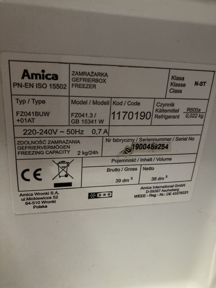 Mini zamrazarka Amica 38 l