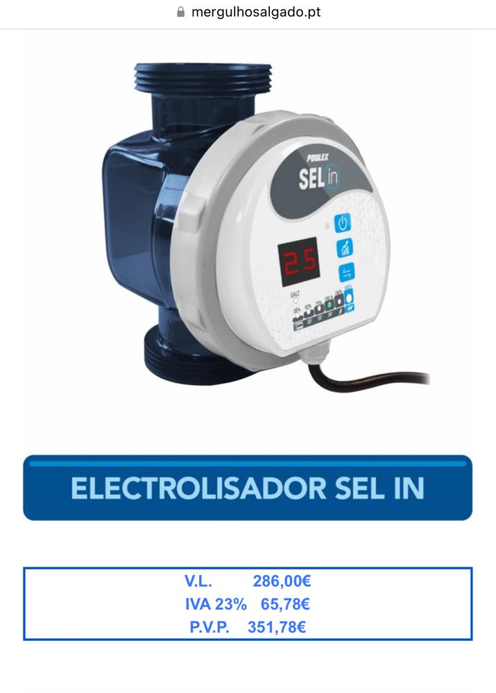 Electrolise de sal  para sua piscina com eletrólise de sal 351,00€