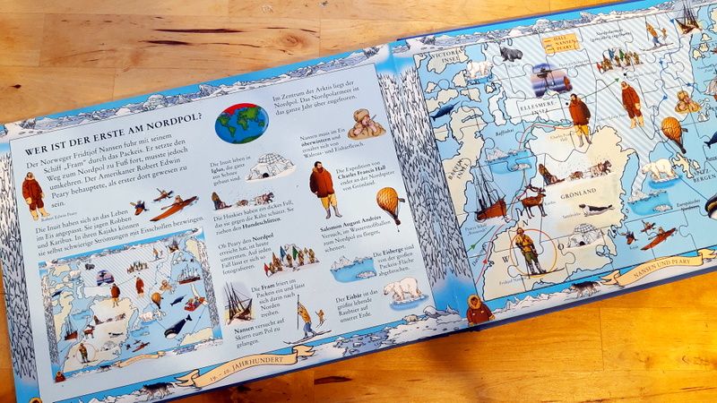Mein Puzzle Atlas obrazkowy układanki ciekawostki niemiecki bilderbuch