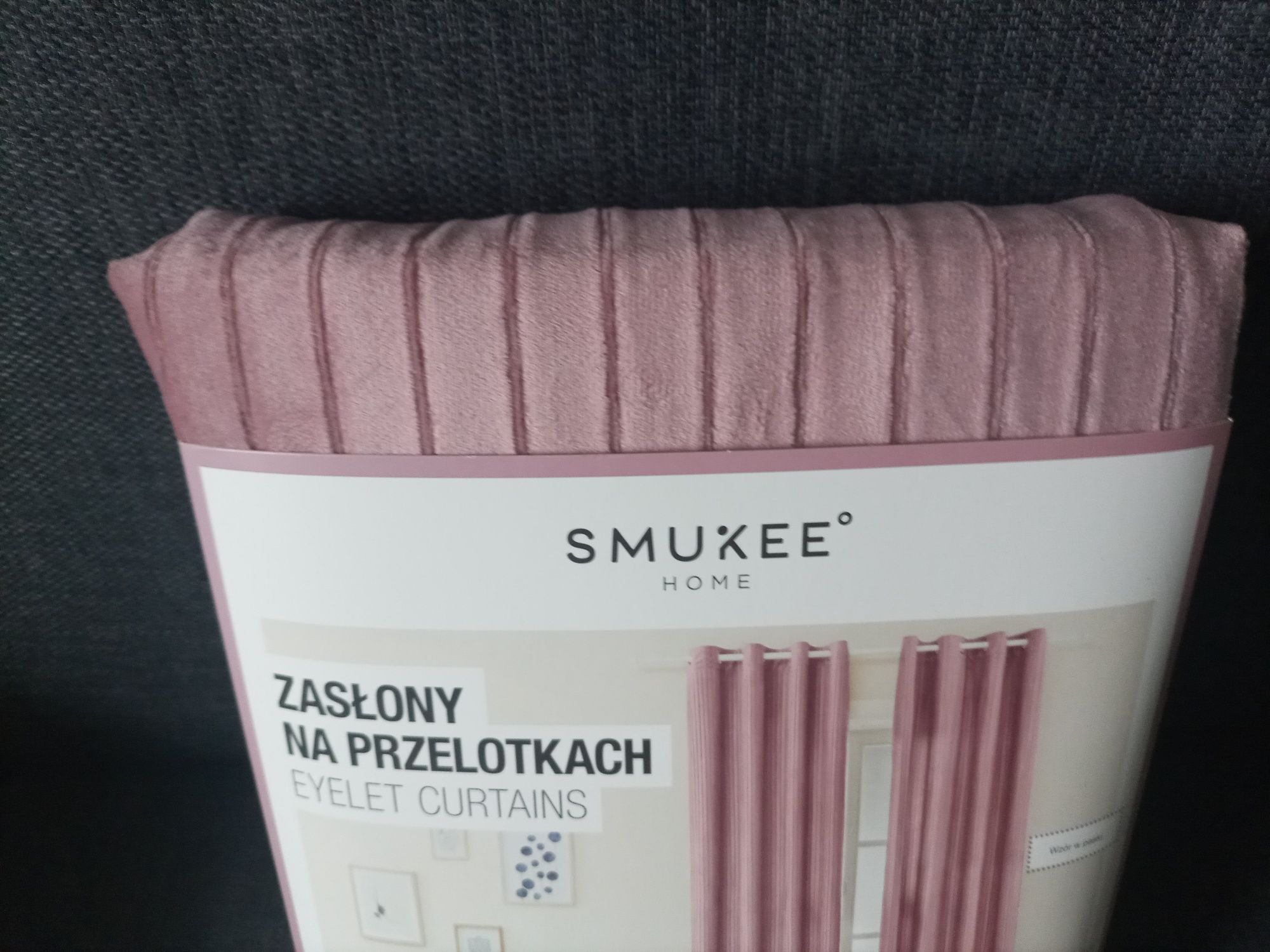 Dwupak zasłon 2x zasłony aksamitne welurowe różowe kółkaSMUKEE 135x250