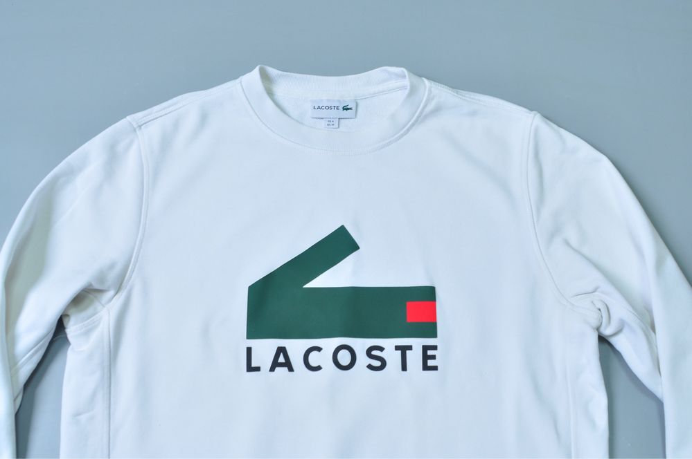 Lacoste оригинал свитшот кофта мужская белая большое лого лакоста