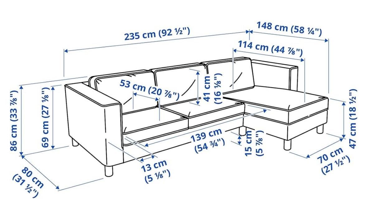 Ikea sofa parup z szezlongiem zielona