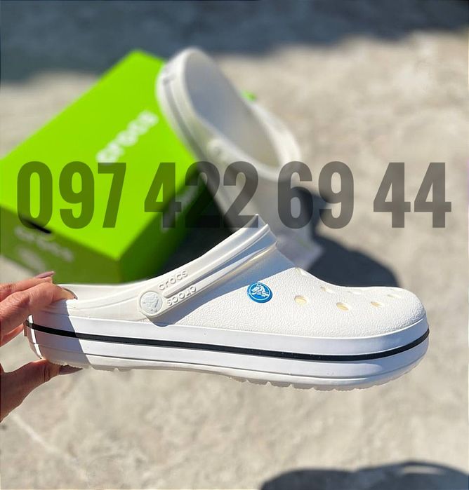 Чоловічі  Крокси Crocs Crocband White Унісекс Купити зі знижкою