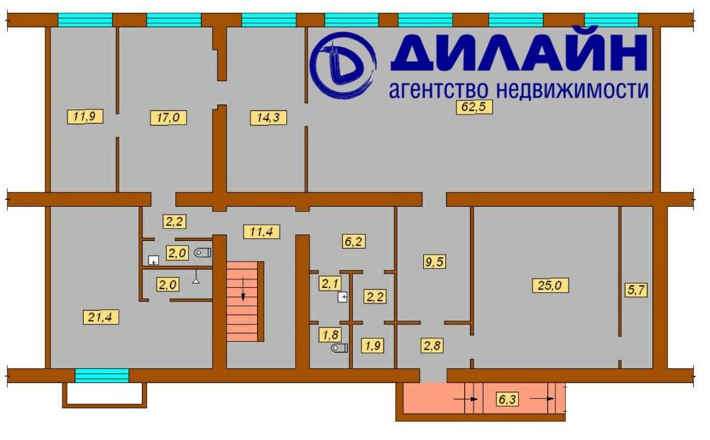 Офис в центре города, S=196.8 м²