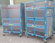 Carrinhos tipo comboio transporte mercadorias armazéns