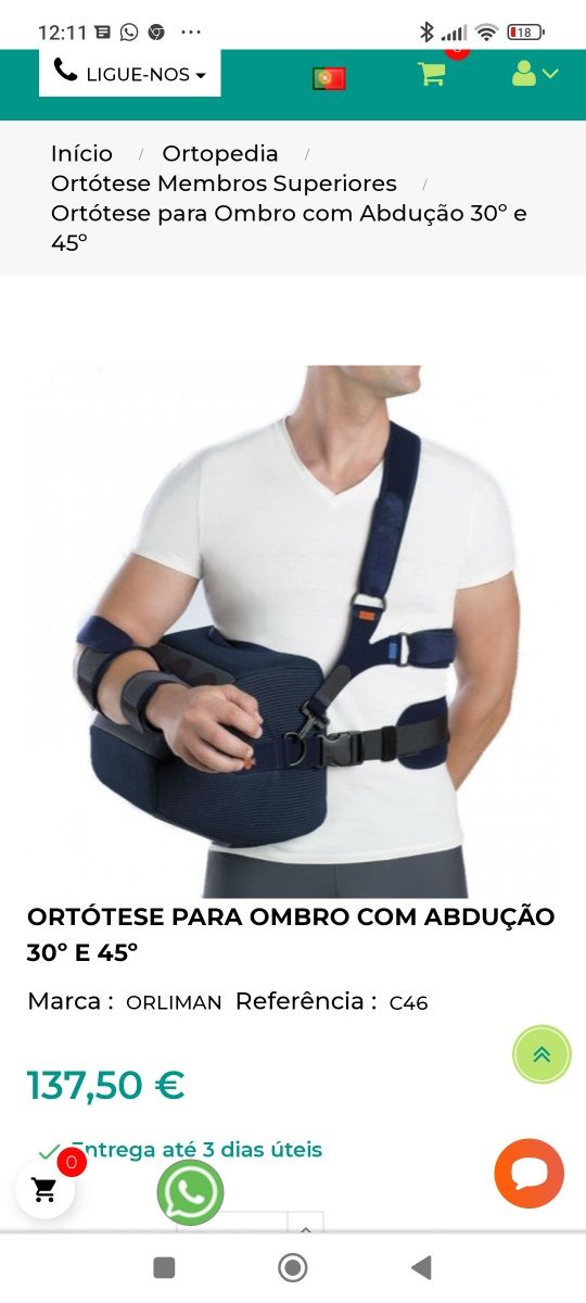 Ortotese para imobilizar ombro