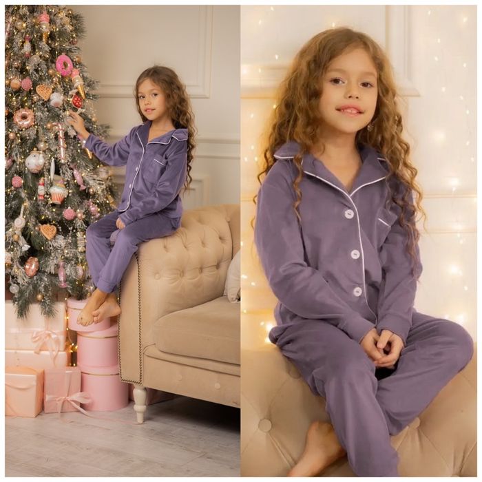 Стильна дитяча плюшева велюрова піжама для дівчинки 146,152,158,164