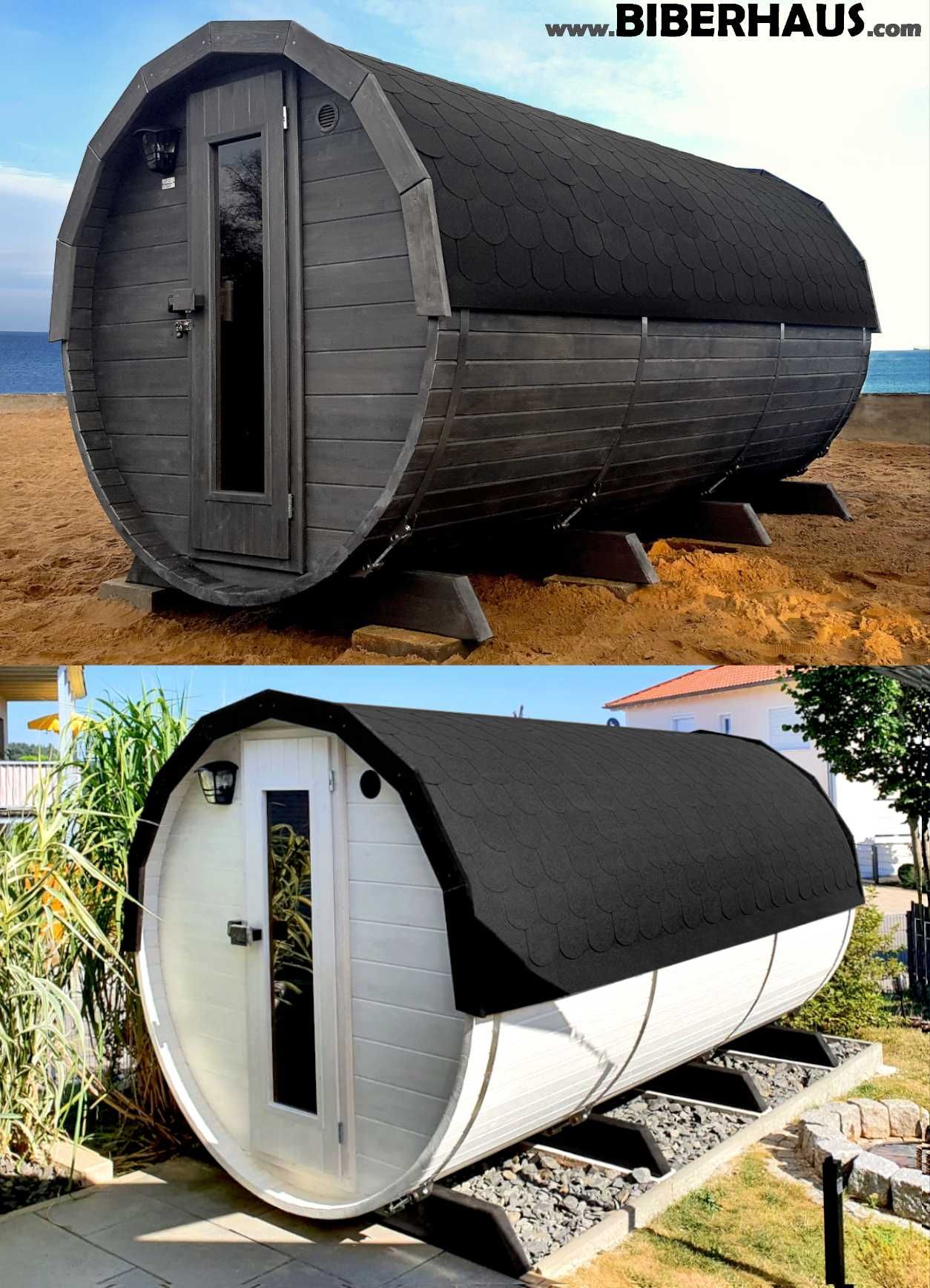 SAUNA Ogrodowa 400 cm + PRZEBIERALNIA + GRATIS Beczka 500L + Akcesoria