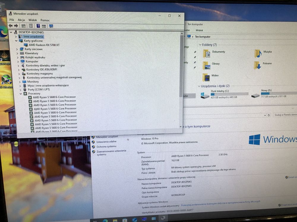 PC Ryzen 5 5600 / 16GbRAM B450 SSD HDD RX5700XT komputer gamingowy