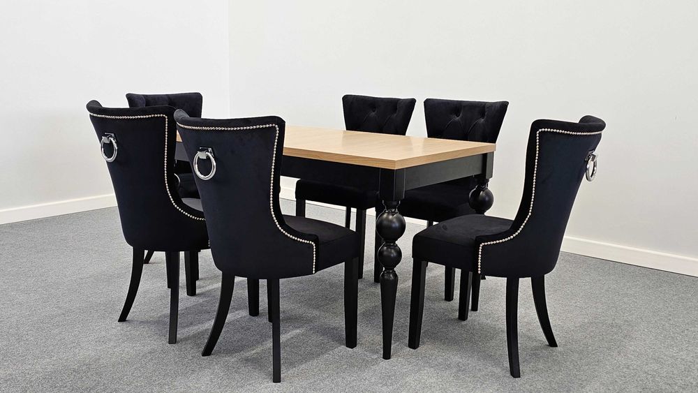 Krzesło glamour pikowane czarne wygodne nowe Producent