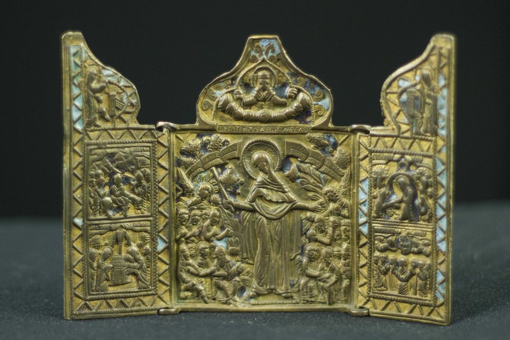 Ikona podróżna trzyczęściowa Rosja XIX w.