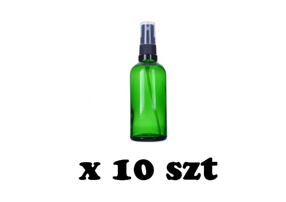 Butelka z atomizerem szklana zielona 100 ml szczelna x 10 sztuk