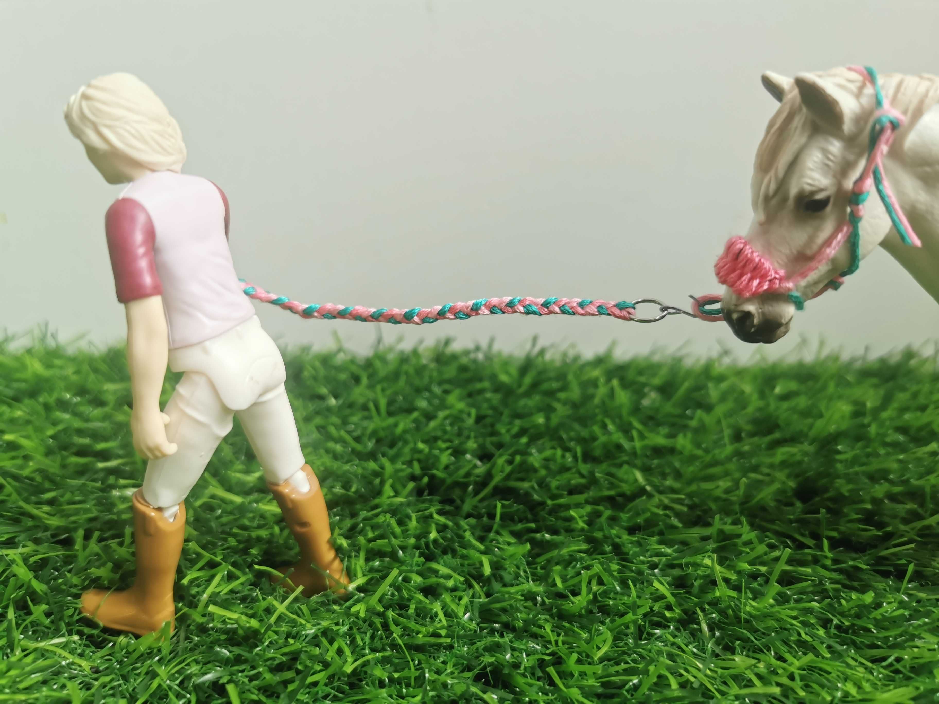 Ręcznie robiony halter + uwiąz dla koni schleich/collecta itp.