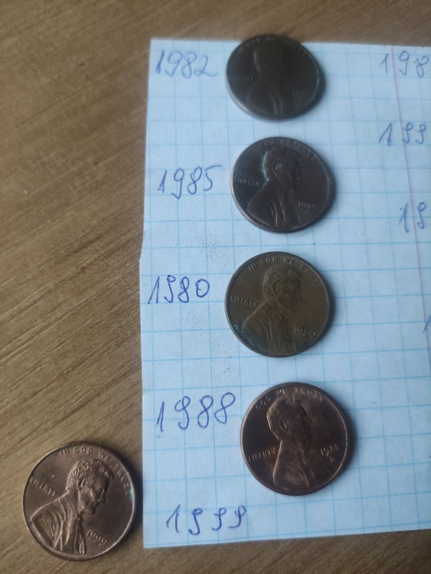 Zestaw 10 monet 1 cent USA