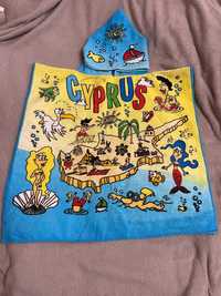 Пляжное полотенце детское пончо халат с капюшоном Рисунок - Кипр