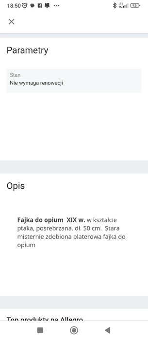 Fajka do opium w kształcie ptaka - XIX w  posrebrzana