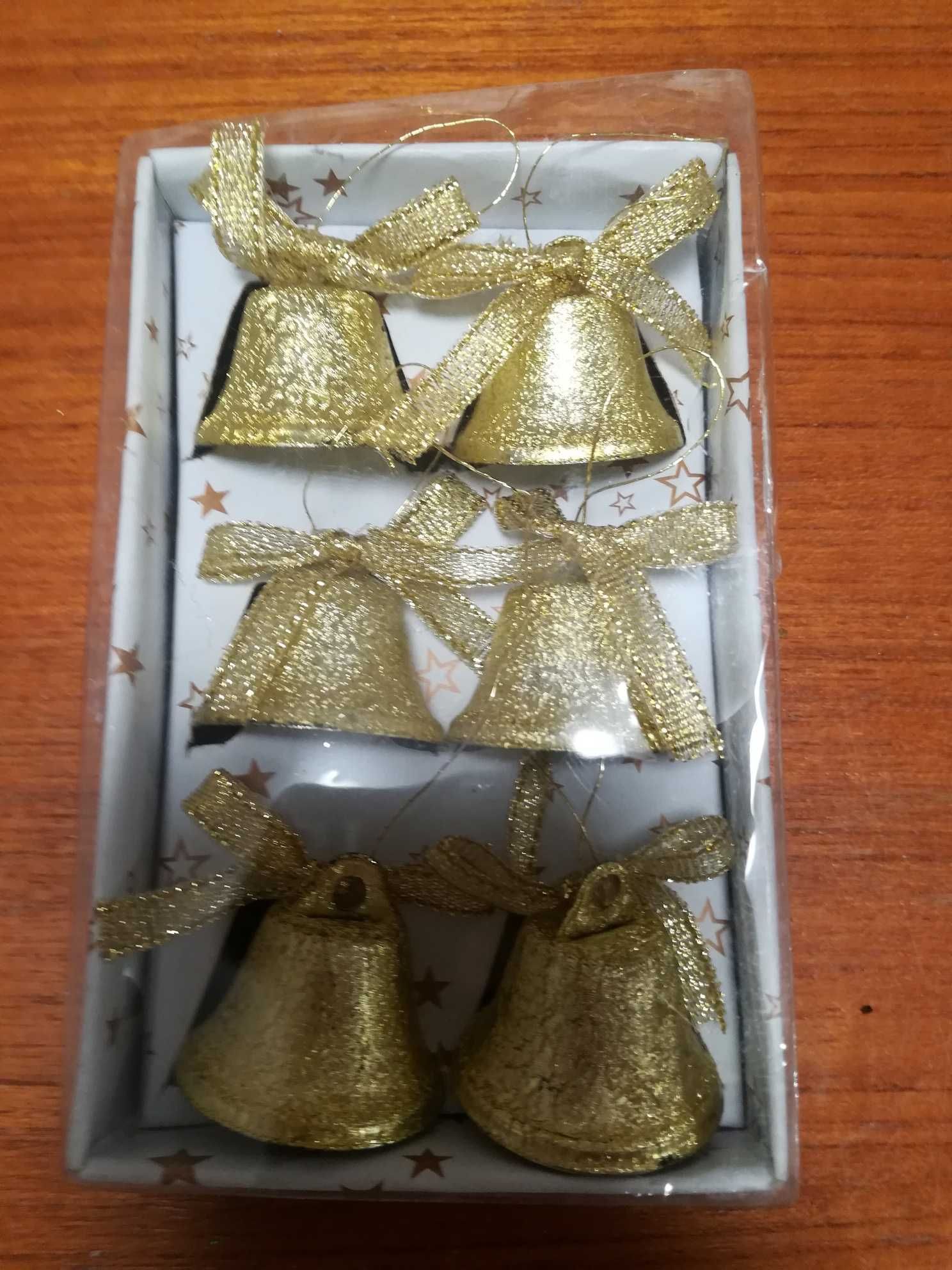 Dzwonki świąteczne złote dzwonki z brokatem