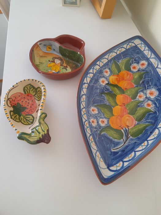 Conjunto De Cerâmica Vintage Pintada à Mão