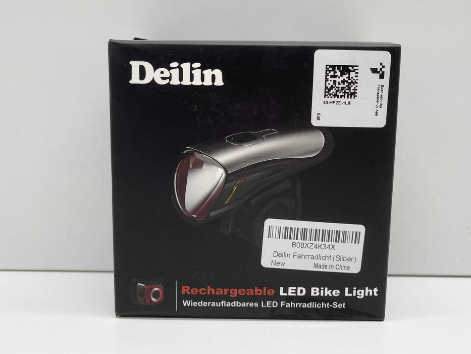 Oświetlenie rowerowe Deilin LED przód tył LF-12/LR-06K srebrne