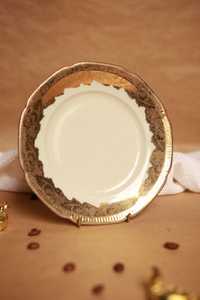 Zestaw 4 talerzy deserowych z kremowej porcelany Bavaria Mitterteich
