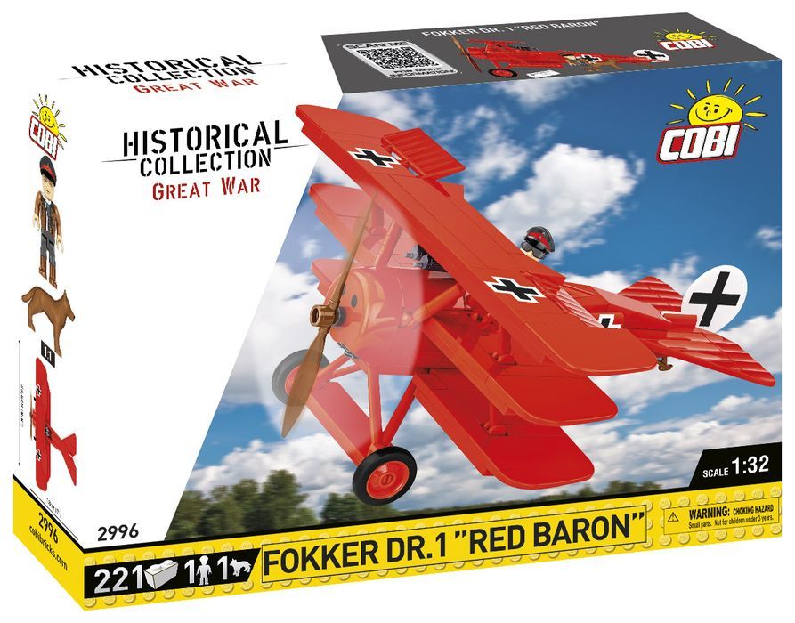 Klocki Cobi 2996 Samolot Fokker Dr.1 Czerwony Baron Hc Gw 221 El.
