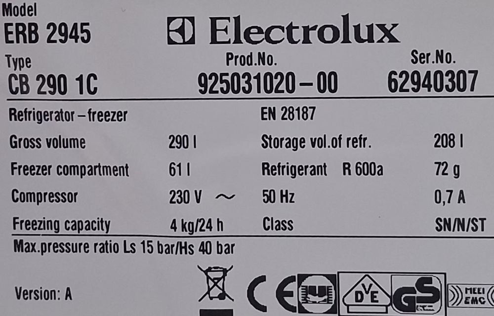 Lodówka Electrolux 155cm z transportem,Gwarancja