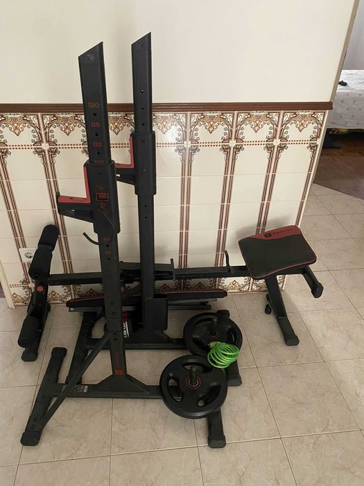 Rack Musculação Domyus + Cama e dois pesos