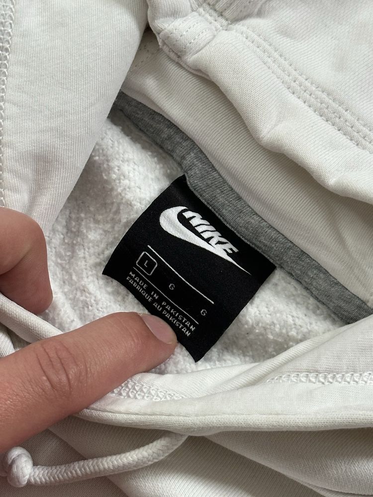 Nike swoosh basic white hoodie original чоловіче худі найк