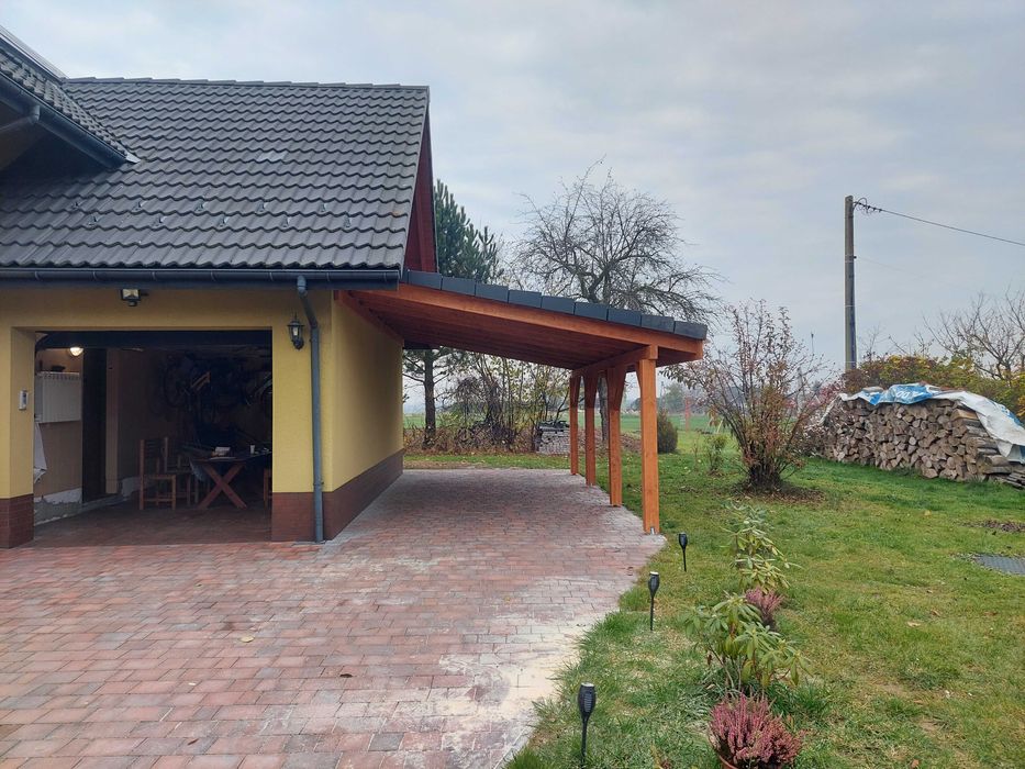 Zadaszenie Wiata Taras 3.5x7 (dach PCV lub gont )Dostępne inne wymiary