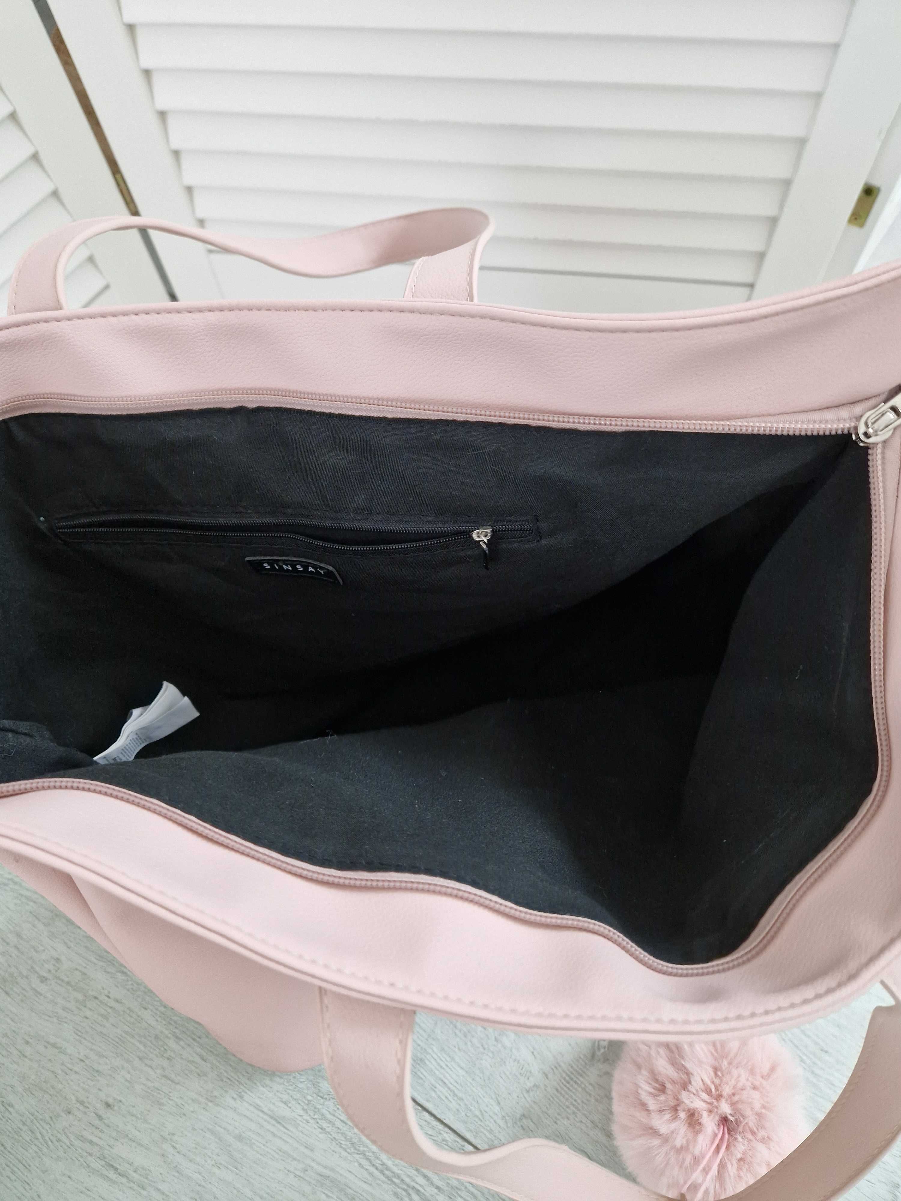 Sinsay pudrowa torebka shopper torba