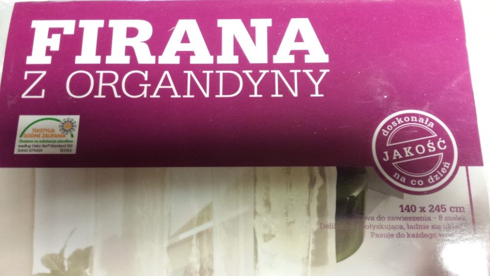 nowa firanka gładka organtyna