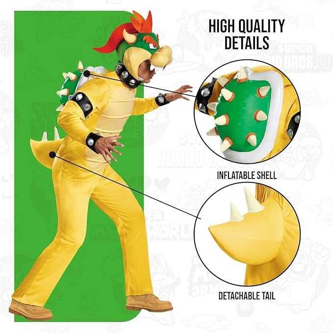 Super Mario Bros Męski kostium Deluxe Yoshi 175-180cm Q86