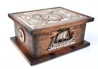 Caixa madeira Viking Guerreiro joias chaveiro artesanato