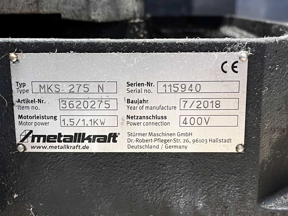 Piła tarczowa do metalu Metallkraft MKS-275 N